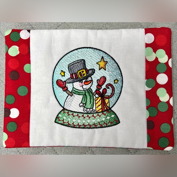 Hand Crafted Mug Rug Coaster Embroidered Cotton Fabric Padded Absorbs Liquid - Picture 1 of 5